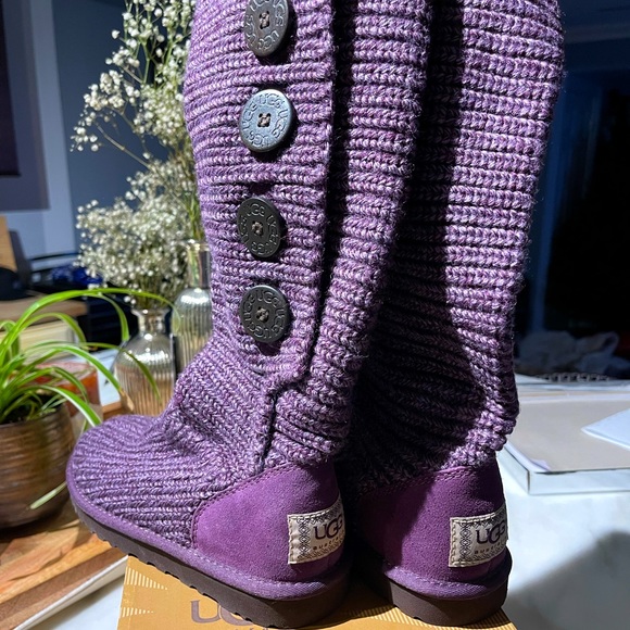 Ugg Shoes | Authentic Ugg Knit Boots (Purple Classic Tall, Button on Sides) Size 5 Brand New | Color: Purple | Size: 5 | Marixox0's Closet
